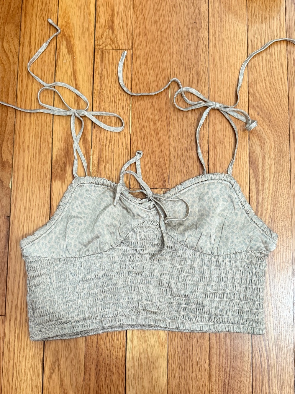 Smocked Tie-Shoulder Crop Tank Top